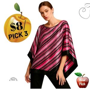 I.N. STUDIO MODERN STRIPED PONCHO PETITE